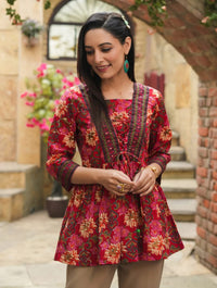 SHORT KURTI-RED-M
