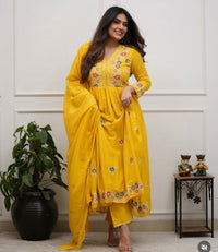 ANARKALI KURTI-YELLOW-3P-XXL